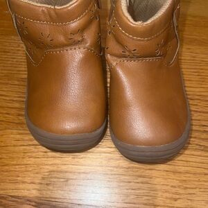 Stride Rite Brown Kids Boots with Cutout Pattern